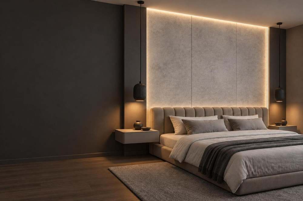 Dormitorio con placa de carbón de bambú